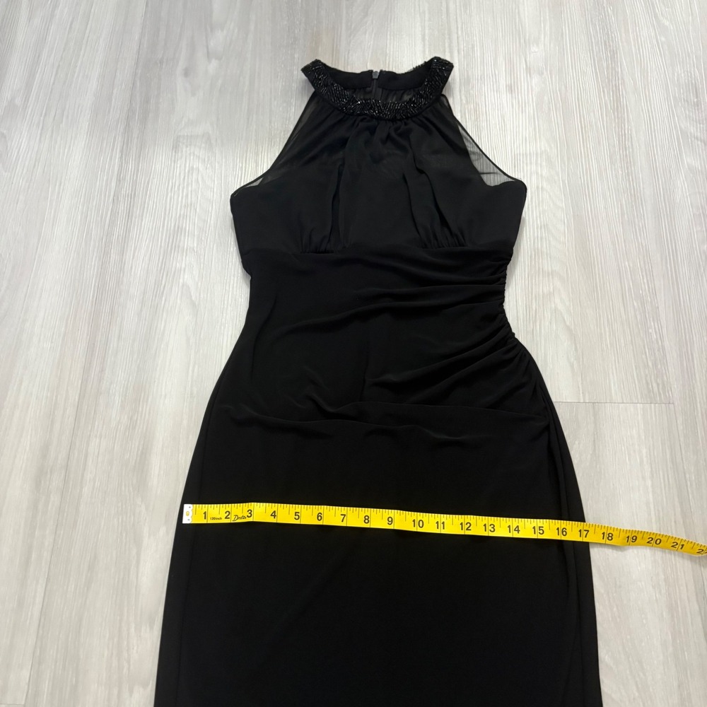 Lauren Ralph Lauren Women Dress Evening Black Beaded Halter Ruched Cocktail 6 - Picture 8 of 15